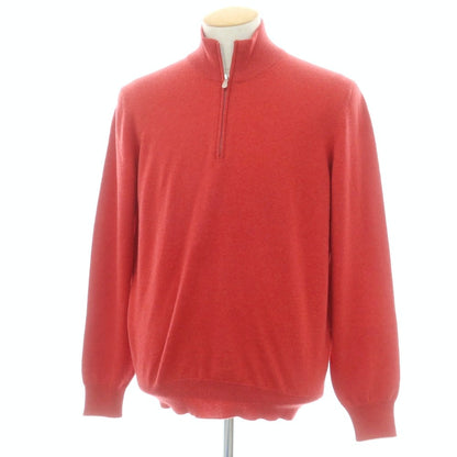 【中古】ブルネロクチネリ Brunello Cucinelli カシミヤ ハーフジップニット レッド系【 46 】【 状態ランクA 】【 メンズ 】