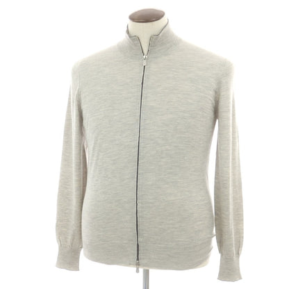 【中古】ブルネロクチネリ Brunello Cucinelli カシミヤシルク ジップアップカーディガン ライトグレー【 50 】【 状態ランクC 】【 メンズ 】