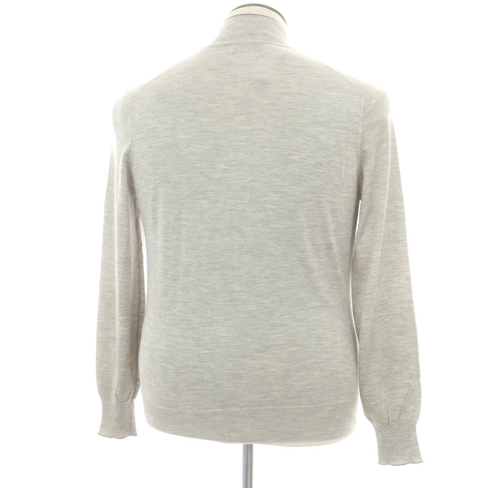 【中古】ブルネロクチネリ Brunello Cucinelli カシミヤシルク ジップアップカーディガン ライトグレー【 50 】【 状態ランクC 】【 メンズ 】