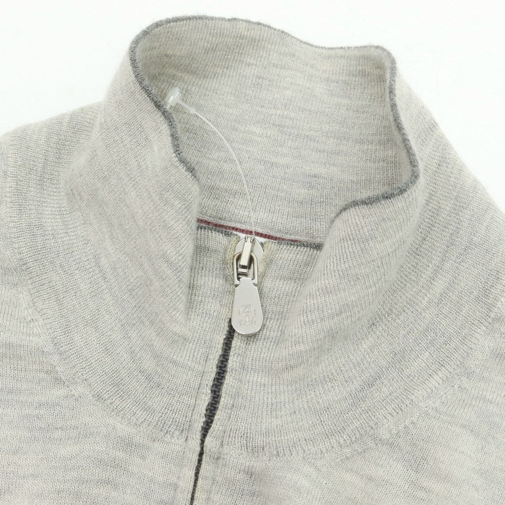 【中古】ブルネロクチネリ Brunello Cucinelli カシミヤシルク ジップアップカーディガン ライトグレー【 50 】【 状態ランクC 】【 メンズ 】