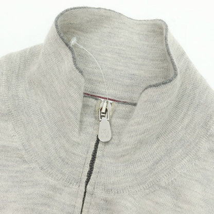【中古】ブルネロクチネリ Brunello Cucinelli カシミヤシルク ジップアップカーディガン ライトグレー【 50 】【 状態ランクC 】【 メンズ 】