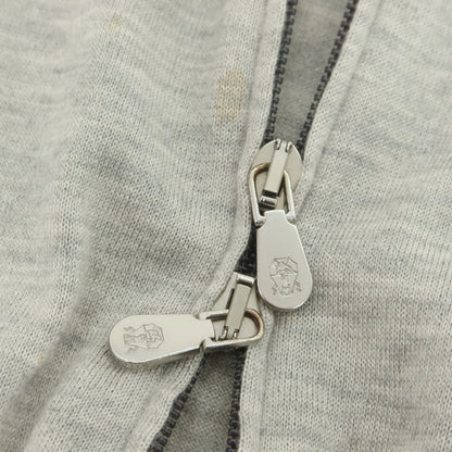 【中古】ブルネロクチネリ Brunello Cucinelli カシミヤシルク ジップアップカーディガン ライトグレー【 50 】【 状態ランクC 】【 メンズ 】