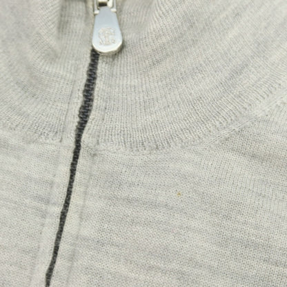 【中古】ブルネロクチネリ Brunello Cucinelli カシミヤシルク ジップアップカーディガン ライトグレー【 50 】【 状態ランクC 】【 メンズ 】