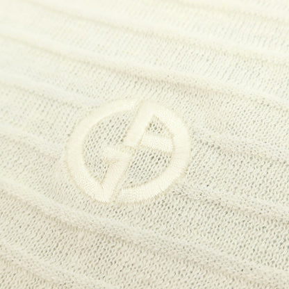 【中古】ジョルジオアルマーニ GIORGIO ARMANI コットン系 刺繡ロゴ プルオーバーニット オフホワイト【サイズ表記なし（M位）】【 状態ランクB 】【 メンズ 】