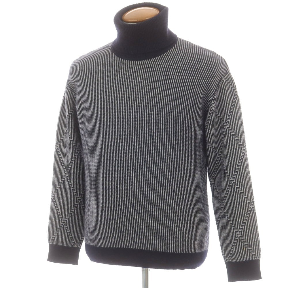 【中古】ジョルジオアルマーニ GIORGIO ARMANI カシミヤ タートルネックニット ネイビーxグレー【 48 】【 状態ランクB 】【 メンズ 】