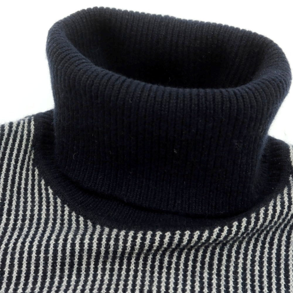【中古】ジョルジオアルマーニ GIORGIO ARMANI カシミヤ タートルネックニット ネイビーxグレー【 48 】【 状態ランクB 】【 メンズ 】