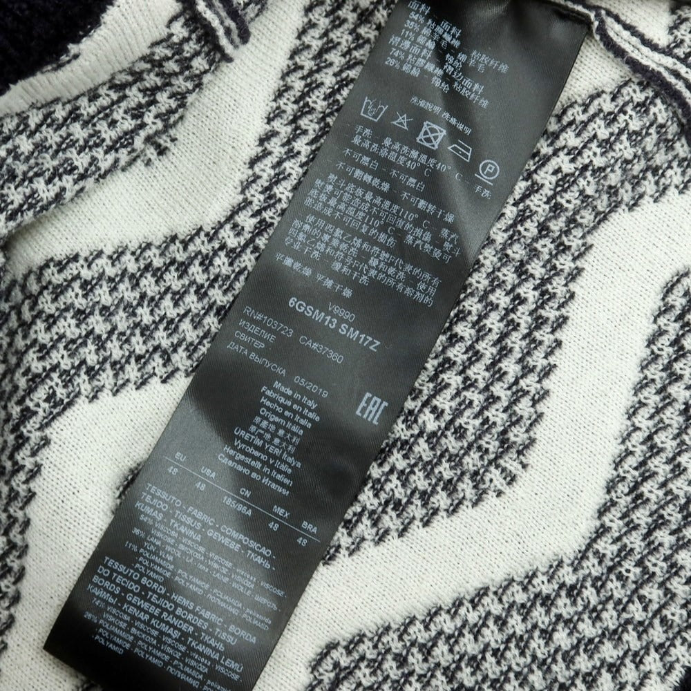 【中古】ジョルジオアルマーニ GIORGIO ARMANI レーヨンウール タートルネックニット ネイビーxホワイト【 48 】【 状態ランクB 】【 メンズ 】