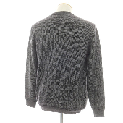 【中古】ジョルジオアルマーニ GIORGIO ARMANI カシミヤモヘヤ Vネックニット グレーxブラック【 46 】【 状態ランクC 】【 メンズ 】