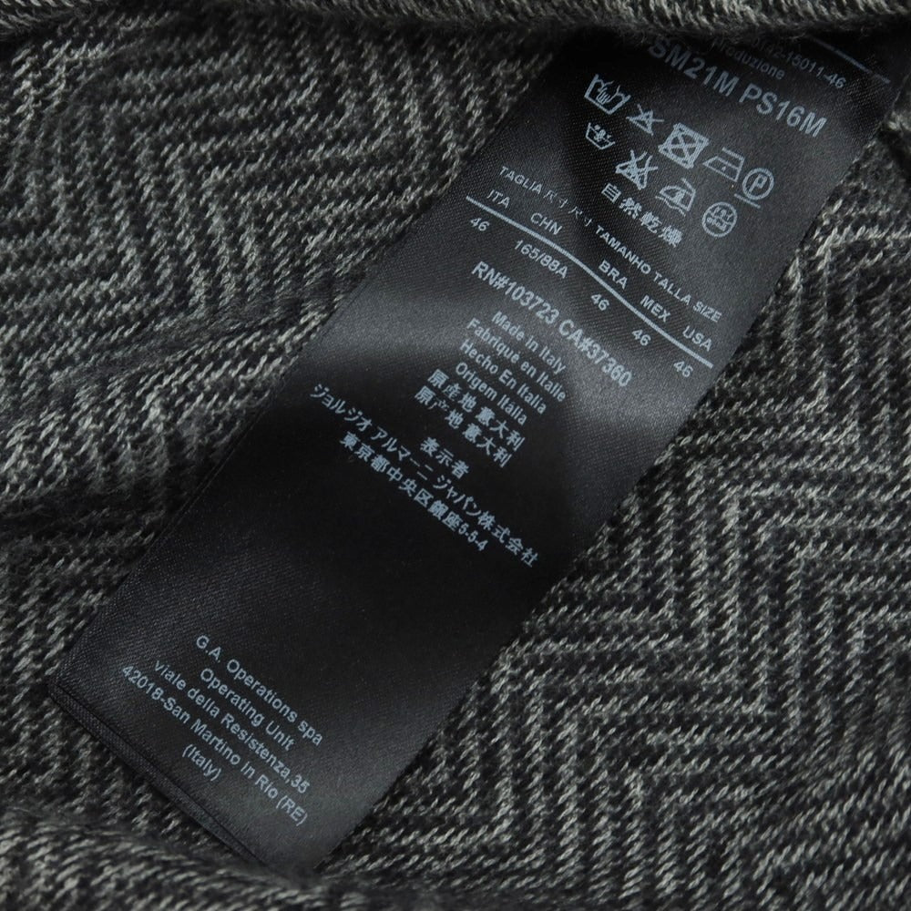 【中古】ジョルジオアルマーニ GIORGIO ARMANI カシミヤモヘヤ Vネックニット グレーxブラック【 46 】【 状態ランクC 】【 メンズ 】