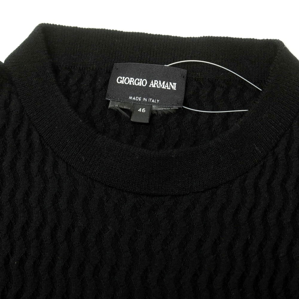【中古】ジョルジオアルマーニ GIORGIO ARMANI ハイゲージウール クルーネックニット ブラック【 46 】【 状態ランクB 】【 メンズ 】