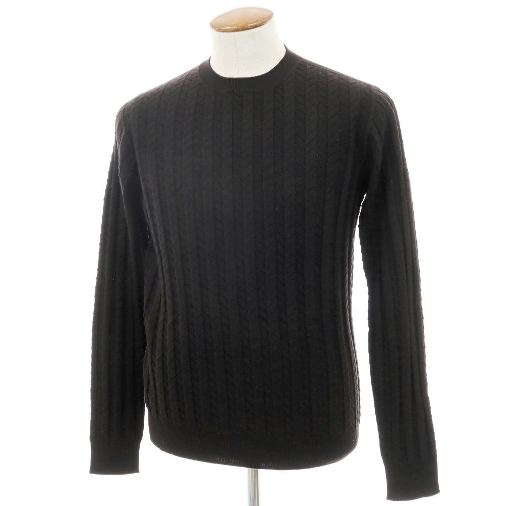 【中古】ジョルジオアルマーニ GIORGIO ARMANI コットン クルーネック プルオーバーニット ブラック【サイズ46】【 状態ランクB 】【 メンズ 】