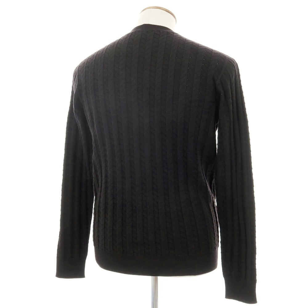 【中古】ジョルジオアルマーニ GIORGIO ARMANI コットン クルーネック プルオーバーニット ブラック【サイズ46】【 状態ランクB 】【 メンズ 】