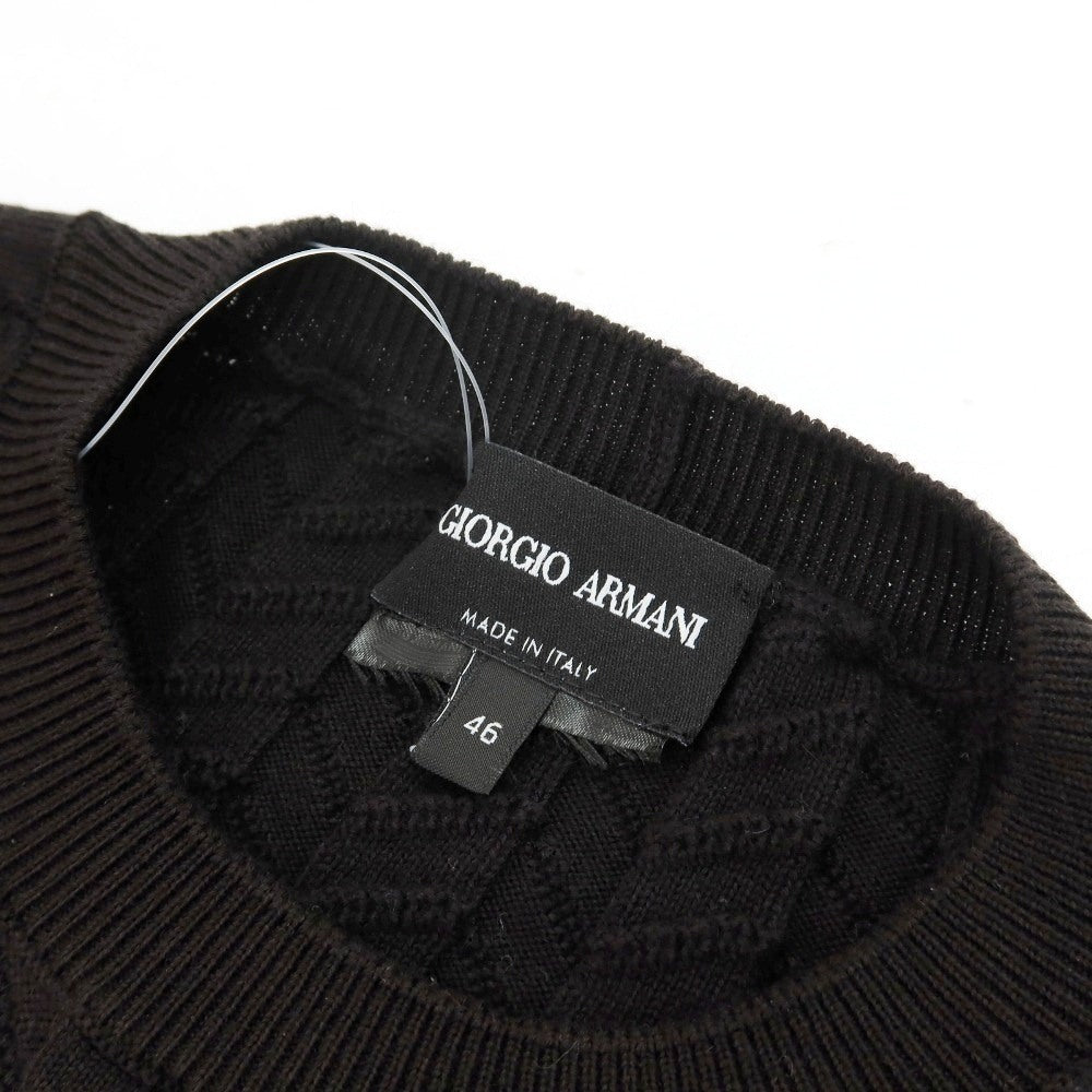 【中古】ジョルジオアルマーニ GIORGIO ARMANI コットン クルーネック プルオーバーニット ブラック【サイズ46】【 状態ランクB 】【 メンズ 】
