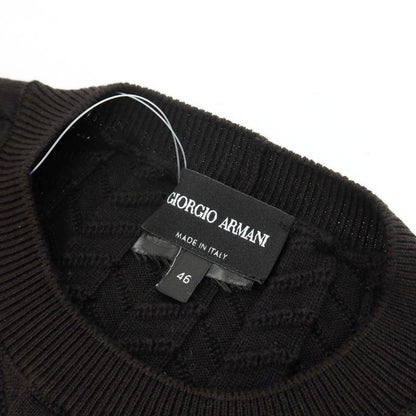 【中古】ジョルジオアルマーニ GIORGIO ARMANI コットン クルーネック プルオーバーニット ブラック【サイズ46】【 状態ランクB 】【 メンズ 】
