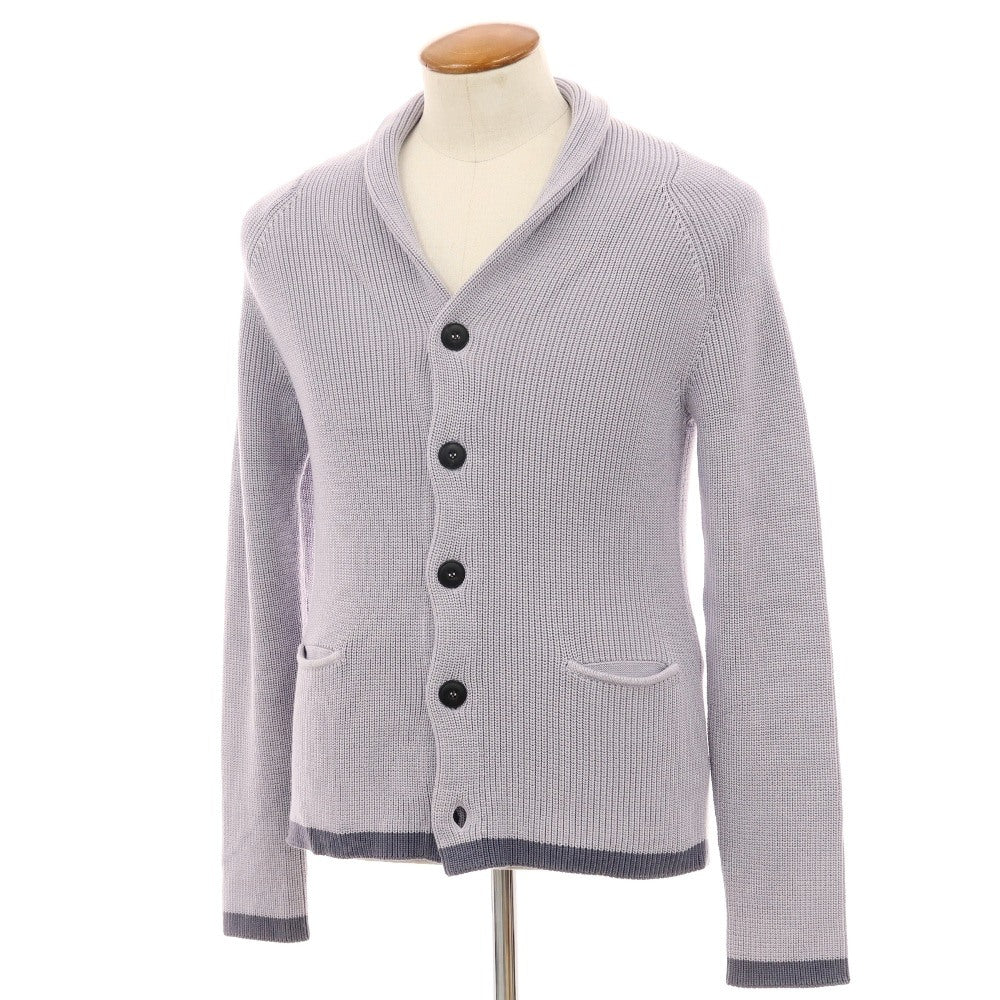 【中古】ジョルジオアルマーニ GIORGIO ARMANI ミドルゲージ コットン シルク ショールカラー カーディガン ライトグレーパープル【サイズ46】【 状態ランクB 】【 メンズ 】