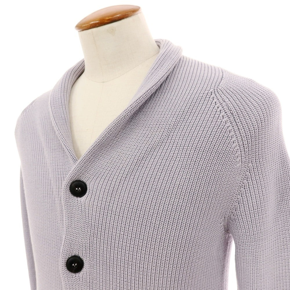 【中古】ジョルジオアルマーニ GIORGIO ARMANI ミドルゲージ コットン シルク ショールカラー カーディガン ライトグレーパープル【サイズ46】【 状態ランクB 】【 メンズ 】