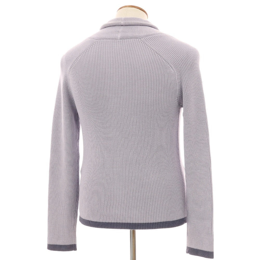 【中古】ジョルジオアルマーニ GIORGIO ARMANI ミドルゲージ コットン シルク ショールカラー カーディガン ライトグレーパープル【サイズ46】【 状態ランクB 】【 メンズ 】