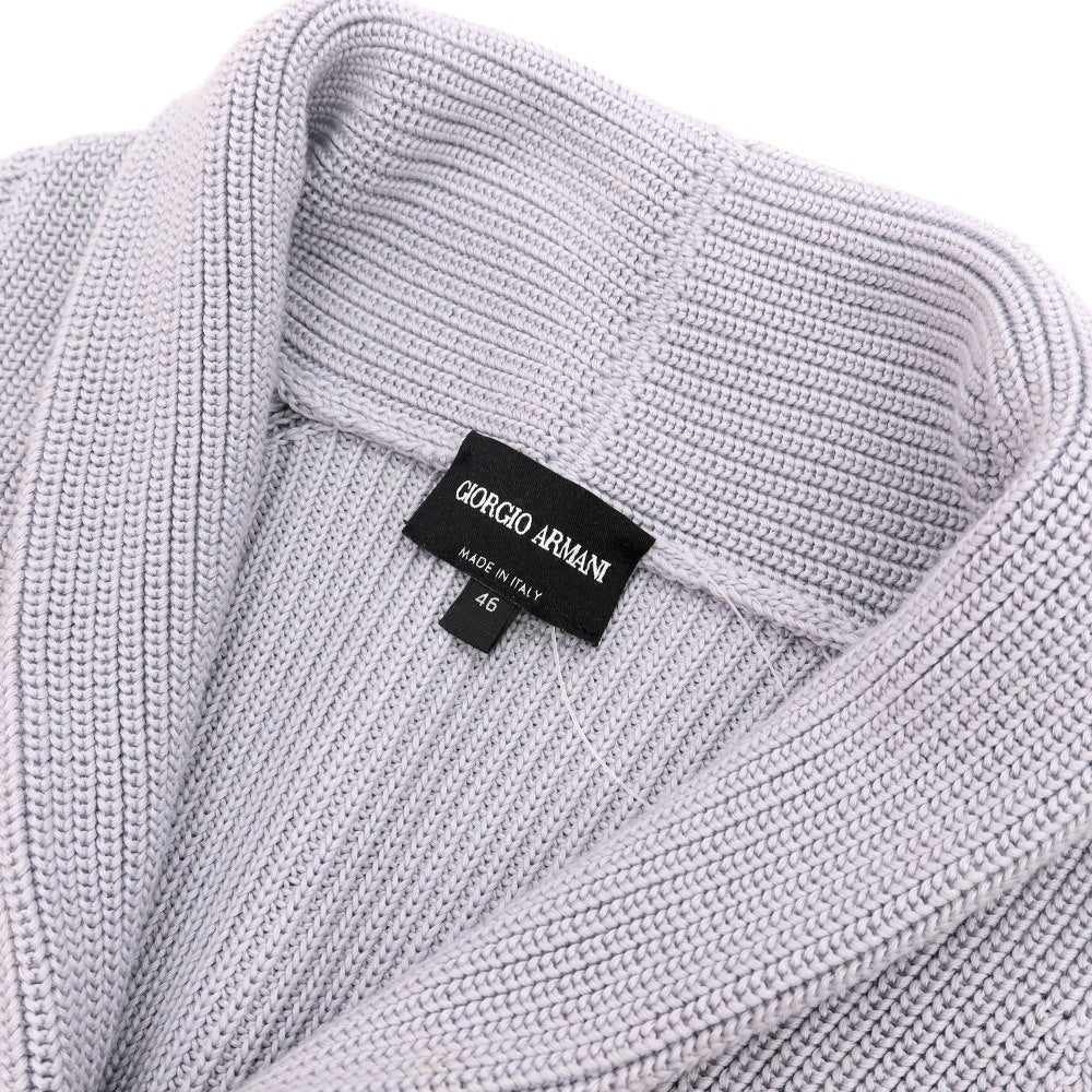 【中古】ジョルジオアルマーニ GIORGIO ARMANI ミドルゲージ コットン シルク ショールカラー カーディガン ライトグレーパープル【サイズ46】【 状態ランクB 】【 メンズ 】