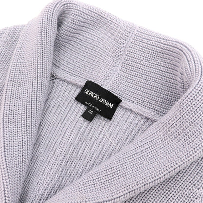 【中古】ジョルジオアルマーニ GIORGIO ARMANI ミドルゲージ コットン シルク ショールカラー カーディガン ライトグレーパープル【サイズ46】【 状態ランクB 】【 メンズ 】