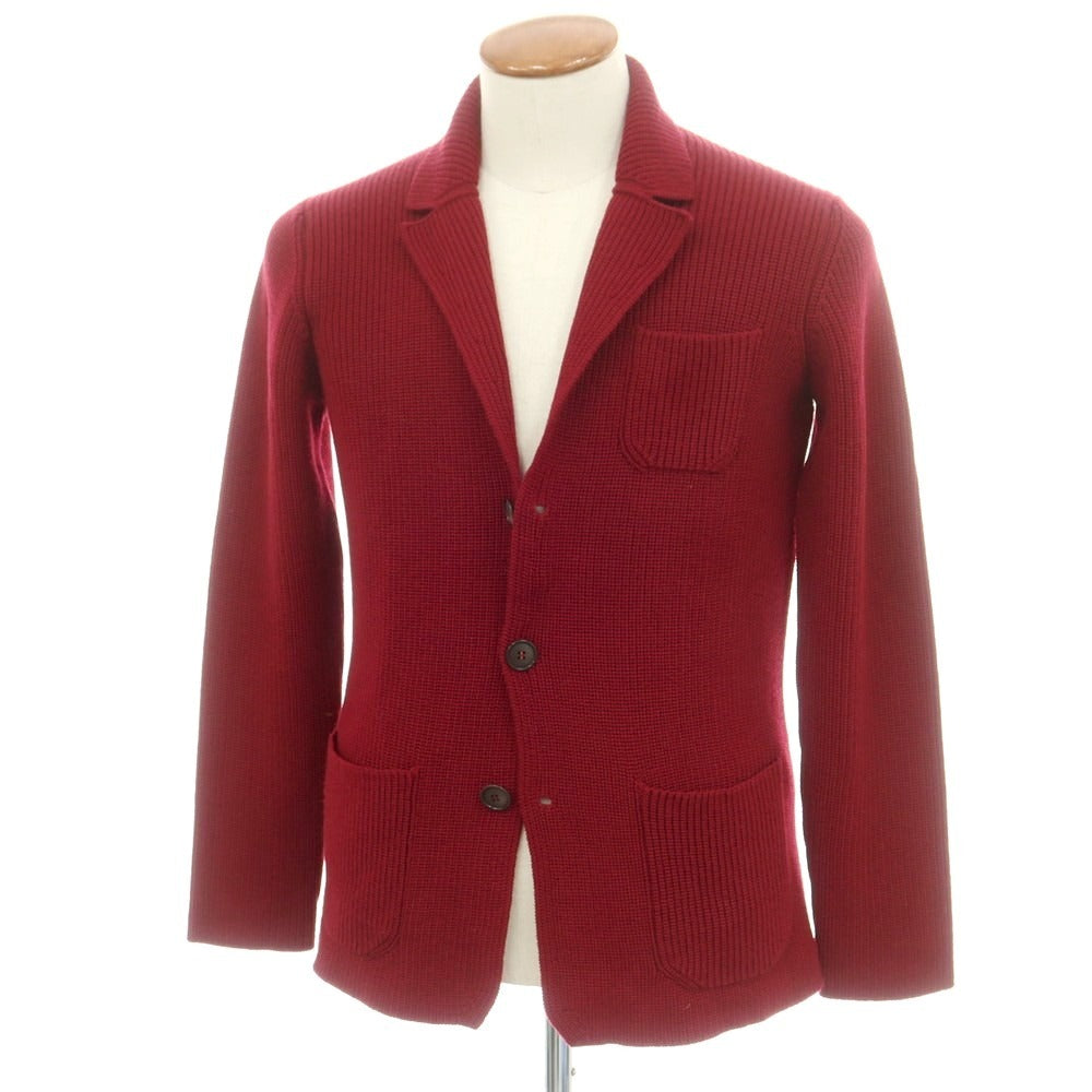 【中古】ジョルジオアルマーニ GIORGIO ARMANI ミドルゲージウール カーディガン ニットジャケット レッド系【 46 】【 状態ランクB 】【 メンズ 】