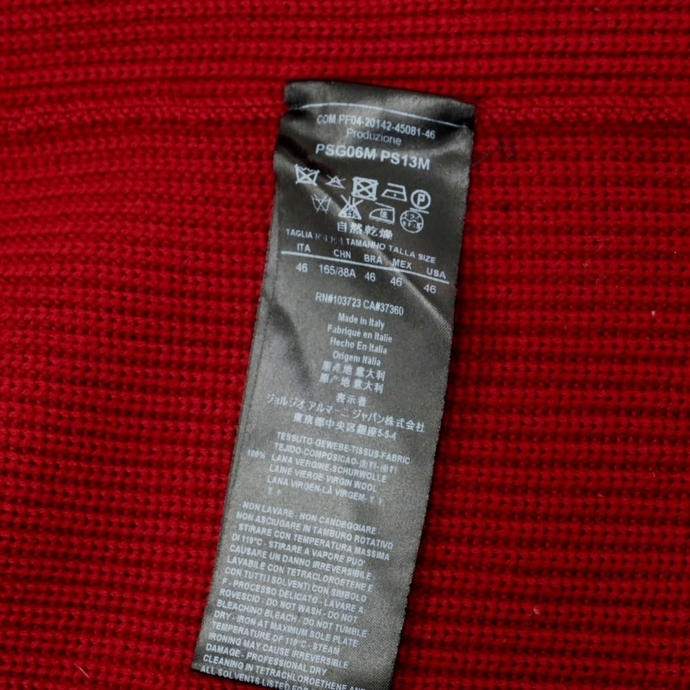 【中古】ジョルジオアルマーニ GIORGIO ARMANI ミドルゲージウール カーディガン ニットジャケット レッド系【 46 】【 状態ランクB 】【 メンズ 】