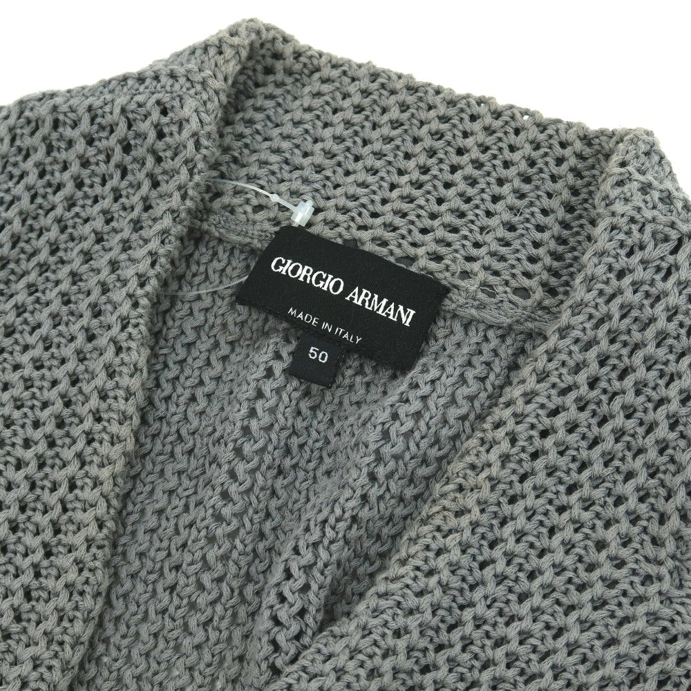 【中古】ジョルジオアルマーニ GIORGIO ARMANI コットン カーディガン グレー【サイズ50】【 状態ランクD 】【 メンズ 】