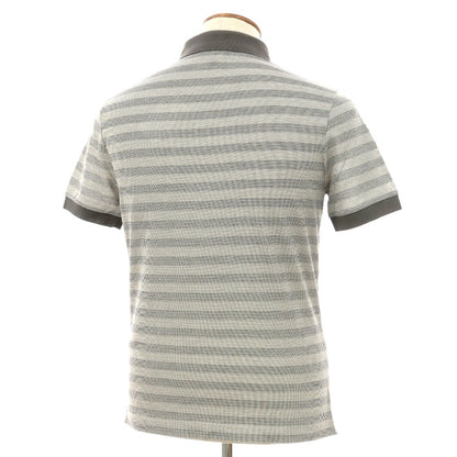 【中古】ジョルジオアルマーニ GIORGIO ARMANI シルクコットン ボーダー 半袖ポロシャツ グレーxホワイト×ブラック【サイズ46】【 状態ランクB 】【 メンズ 】