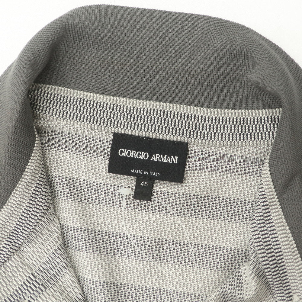 【中古】ジョルジオアルマーニ GIORGIO ARMANI シルクコットン ボーダー 半袖ポロシャツ グレーxホワイト×ブラック【サイズ46】【 状態ランクB 】【 メンズ 】