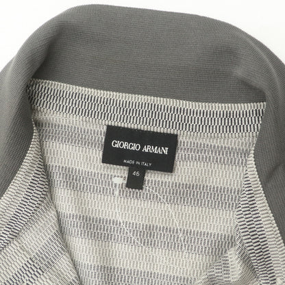 【中古】ジョルジオアルマーニ GIORGIO ARMANI シルクコットン ボーダー 半袖ポロシャツ グレーxホワイト×ブラック【サイズ46】【 状態ランクB 】【 メンズ 】