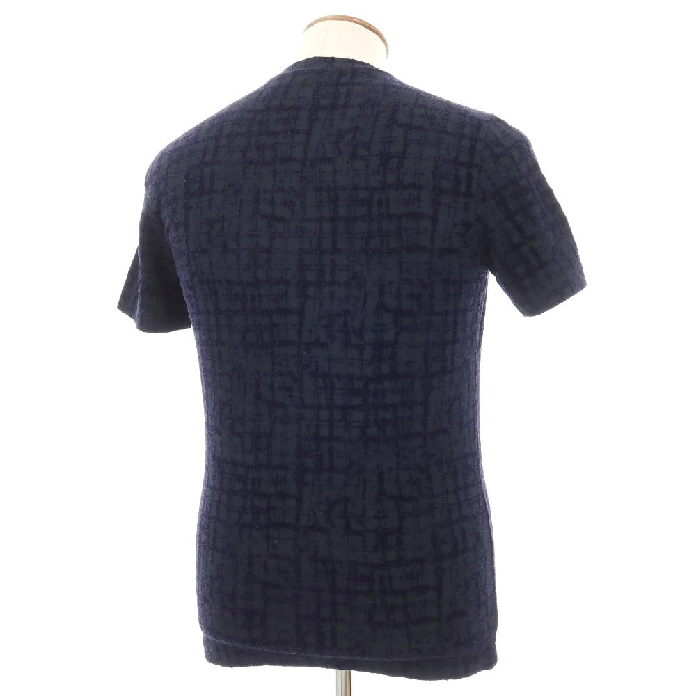 【中古】ジョルジオアルマーニ GIORGIO ARMANI ナイロン フロッキー加工 クルーネック 半袖Ｔシャツ ネイビー【サイズ46】【 状態ランクB 】【 メンズ 】