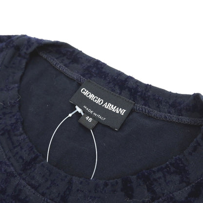【中古】ジョルジオアルマーニ GIORGIO ARMANI ナイロン フロッキー加工 クルーネック 半袖Ｔシャツ ネイビー【サイズ46】【 状態ランクB 】【 メンズ 】