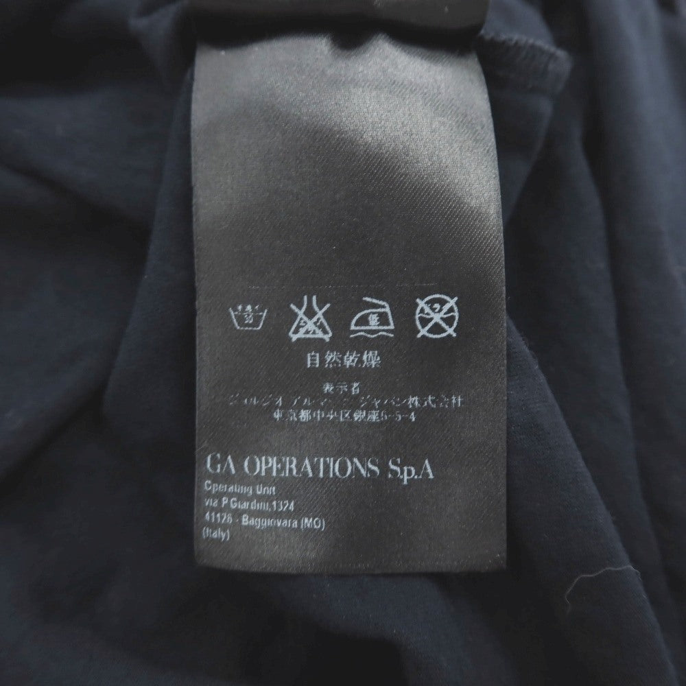 【中古】ジョルジオアルマーニ GIORGIO ARMANI ナイロン フロッキー加工 クルーネック 半袖Ｔシャツ ネイビー【サイズ46】【 状態ランクB 】【 メンズ 】