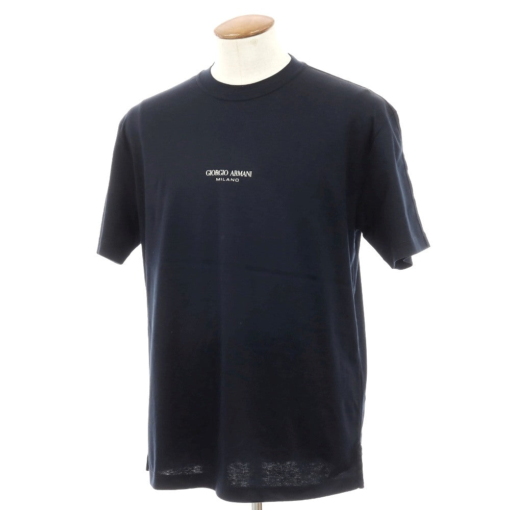 【中古】ジョルジオアルマーニ GIORGIO ARMANI コットン クルーネック 半袖Ｔシャツ ブラックネイビー【サイズ46】【 状態ランクA 】【 メンズ 】