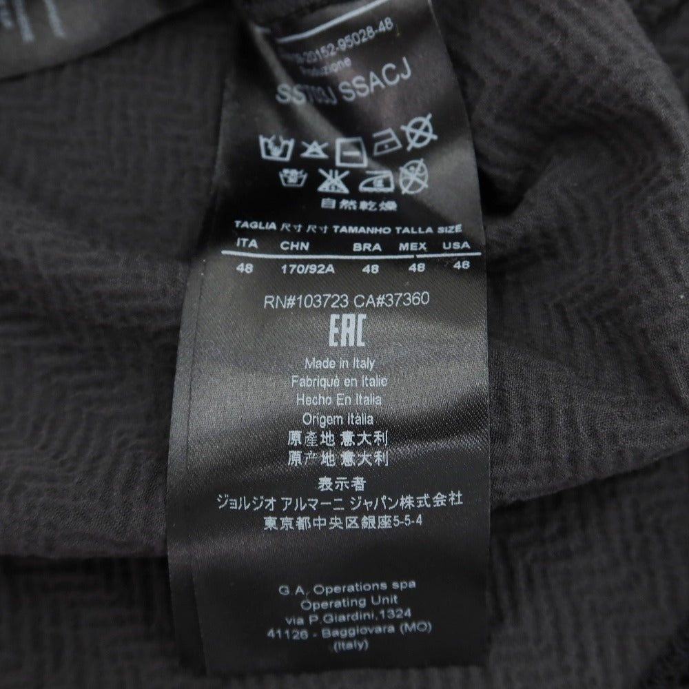 【中古】ジョルジオアルマーニ GIORGIO ARMANI レーヨンポリウレタン フロッキー加工 ヘリンボーン Vネック 半袖Ｔシャツ ブラックxグレー【サイズ48】【 状態ランクB 】【 メンズ 】