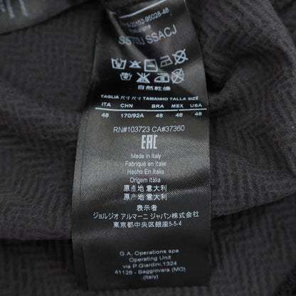 【中古】ジョルジオアルマーニ GIORGIO ARMANI レーヨンポリウレタン フロッキー加工 ヘリンボーン Vネック 半袖Ｔシャツ ブラックxグレー【サイズ48】【 状態ランクB 】【 メンズ 】