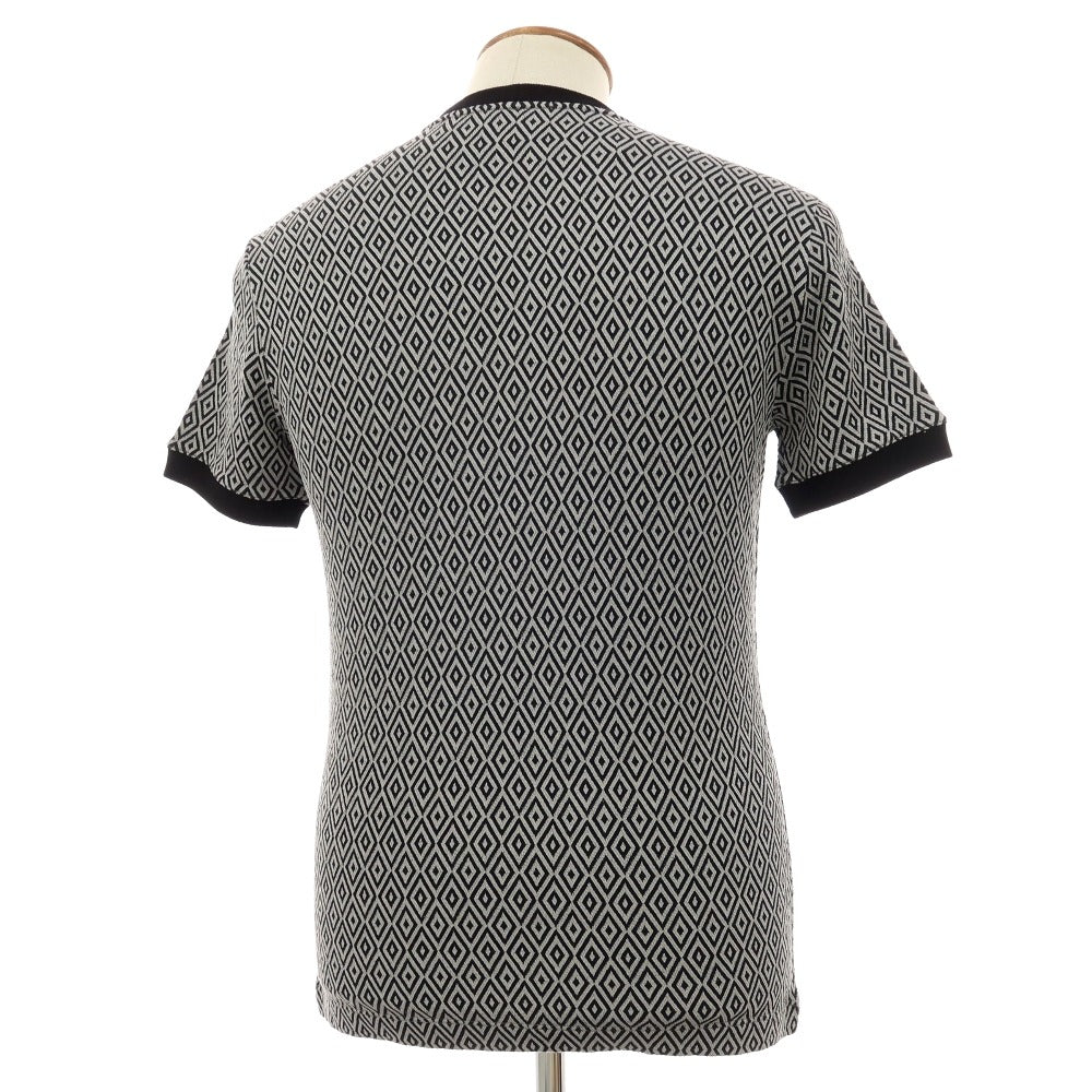 【中古】ジョルジオアルマーニ GIORGIO ARMANI レーヨンナイロンポリウレタン ダイヤ柄 クルーネック 半袖Ｔシャツ グレーxブラック【サイズ46】【 状態ランクB 】【 メンズ 】
