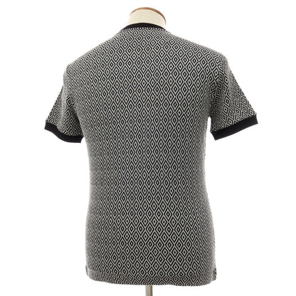 【中古】ジョルジオアルマーニ GIORGIO ARMANI レーヨンナイロンポリウレタン ダイヤ柄 クルーネック 半袖Ｔシャツ グレーxブラック【サイズ46】【 状態ランクB 】【 メンズ 】