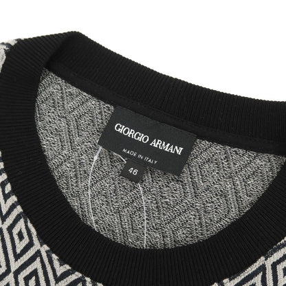 【中古】ジョルジオアルマーニ GIORGIO ARMANI レーヨンナイロンポリウレタン ダイヤ柄 クルーネック 半袖Ｔシャツ グレーxブラック【サイズ46】【 状態ランクB 】【 メンズ 】