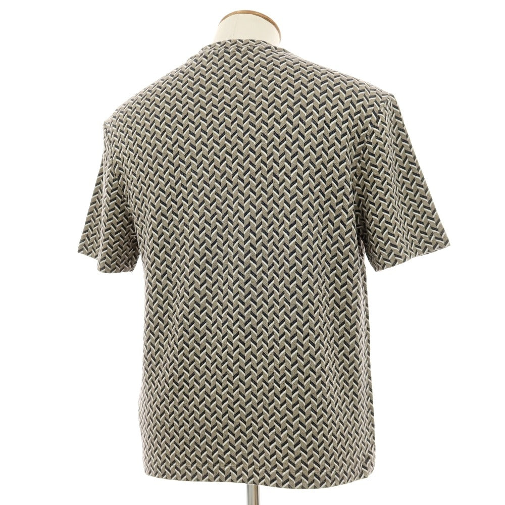 【中古】ジョルジオアルマーニ GIORGIO ARMANI レーヨンポリウレタン クルーネック 半袖Ｔシャツ カーキベージュ系xダークネイビー【サイズ46】【 状態ランクB 】【 メンズ 】