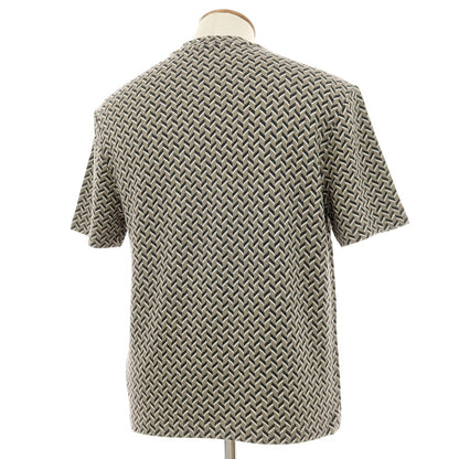 【中古】ジョルジオアルマーニ GIORGIO ARMANI レーヨンポリウレタン クルーネック 半袖Ｔシャツ カーキベージュ系xダークネイビー【サイズ46】【 状態ランクB 】【 メンズ 】