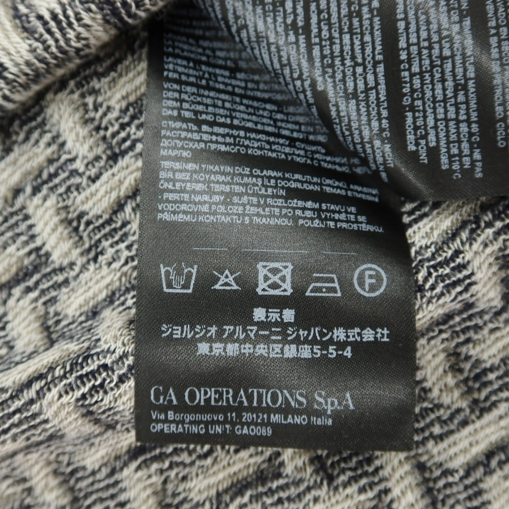 【中古】ジョルジオアルマーニ GIORGIO ARMANI レーヨンポリウレタン クルーネック 半袖Ｔシャツ カーキベージュ系xダークネイビー【サイズ46】【 状態ランクB 】【 メンズ 】