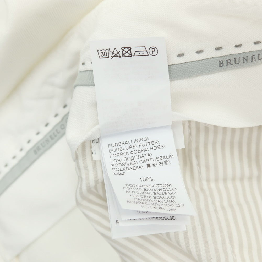 【中古】ブルネロクチネリ Brunello Cucinelli ツイルコットン カジュアルスラックスパンツ ホワイト【サイズ48】【 状態ランクB 】【 メンズ 】