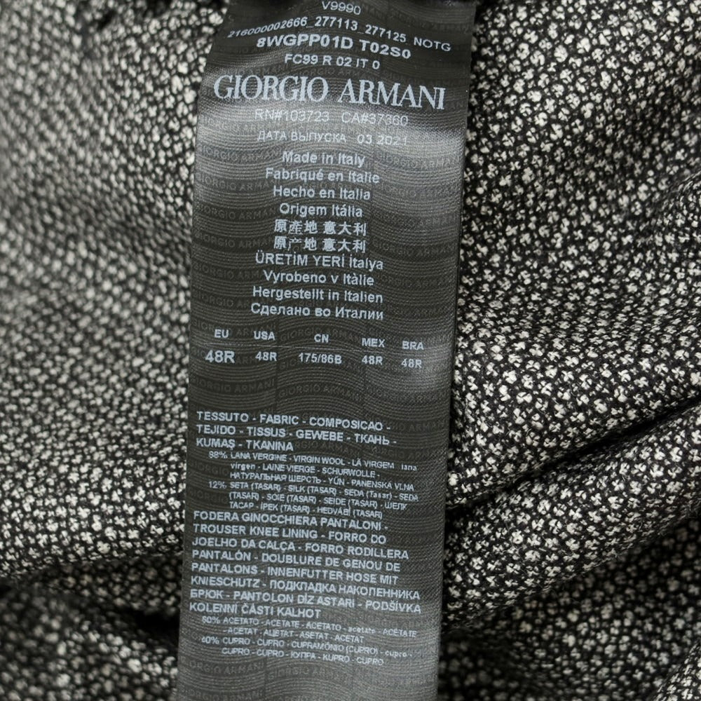 【中古】ジョルジオアルマーニ GIORGIO ARMANI ウールシルク カジュアルスラックスパンツ ブラックxホワイト【 48 】【 状態ランクB 】【 メンズ 】