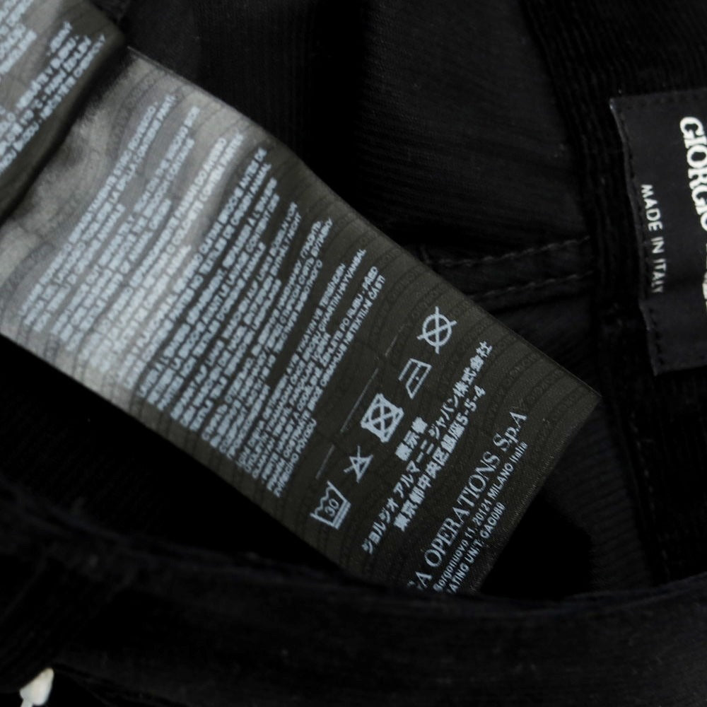 【中古】ジョルジオアルマーニ GIORGIO ARMANI ストレッチ コットンカシミヤ 細畝 コーデュロイパンツ ブラック【 31 】【 状態ランクB 】【 メンズ 】