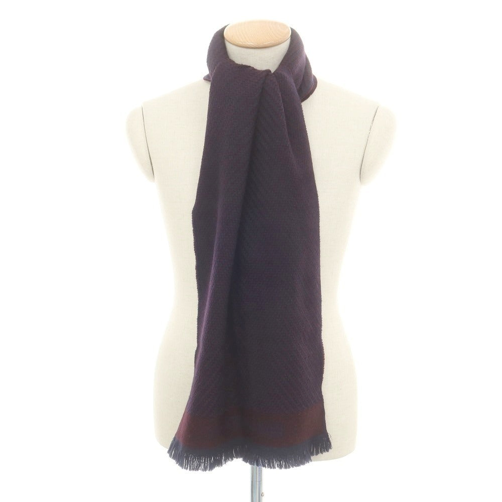 【中古】ジョルジオアルマーニ GIORGIO ARMANI ウール ストール ネイビーxブラウン【 状態ランクB 】【 メンズ 】