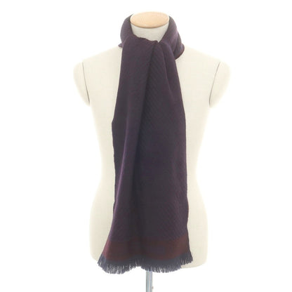 【中古】ジョルジオアルマーニ GIORGIO ARMANI ウール ストール ネイビーxブラウン【 状態ランクB 】【 メンズ 】