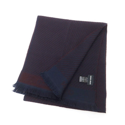 【中古】ジョルジオアルマーニ GIORGIO ARMANI ウール ストール ネイビーxブラウン【 状態ランクB 】【 メンズ 】