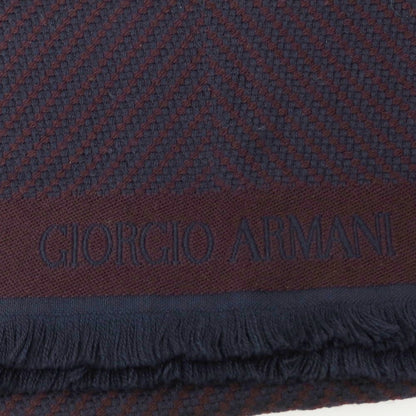 【中古】ジョルジオアルマーニ GIORGIO ARMANI ウール ストール ネイビーxブラウン【 状態ランクB 】【 メンズ 】