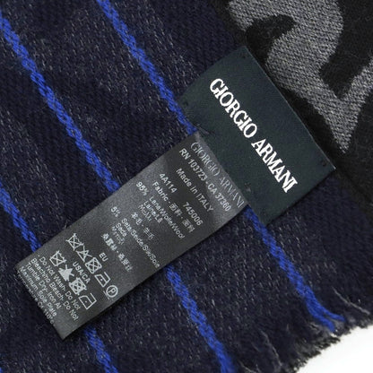 【中古】ジョルジオアルマーニ GIORGIO ARMANI リバーシブル ウールシルク マフラー ブラックxグレー【 状態ランクB 】【 メンズ 】
