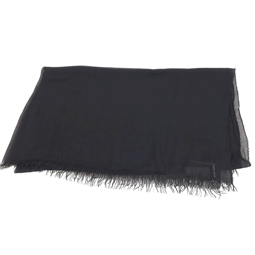 【中古】ジョルジオアルマーニ GIORGIO ARMANI モダールシルク 大判 ストール ブラック【 状態ランクB 】【 メンズ 】